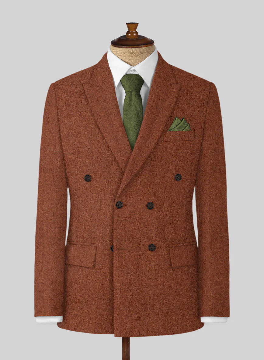 Naples Prego Rust Tweed Double Breasted Suit - Image 2