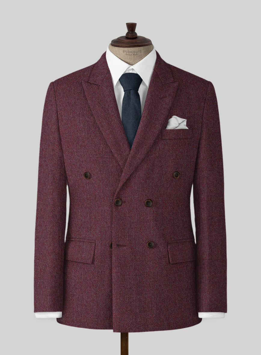 Naples Ramey Wine Tweed Double Breasted Suit - Image 2
