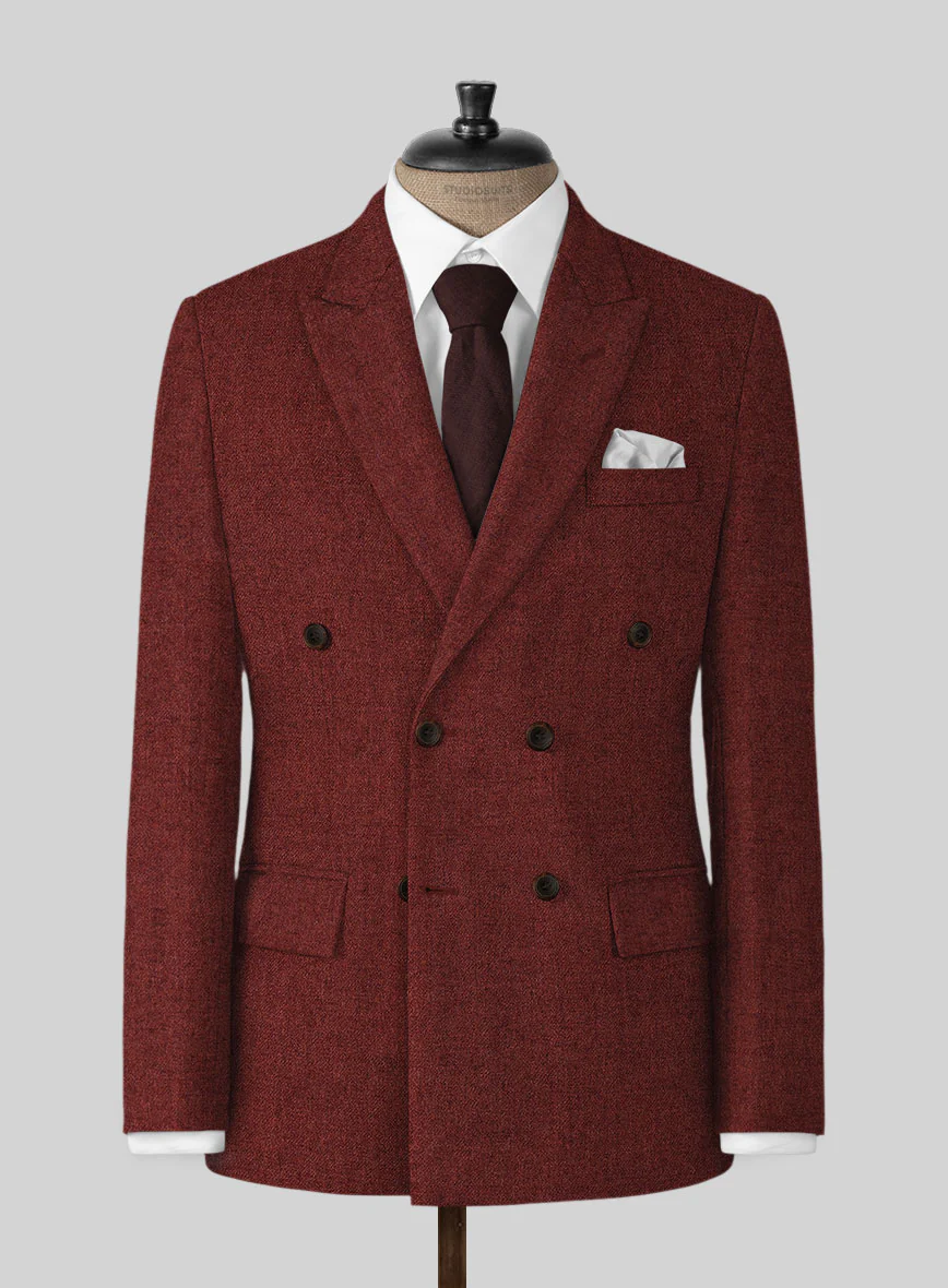 Naples Raw Red Tweed Double Breasted Suit - Image 2