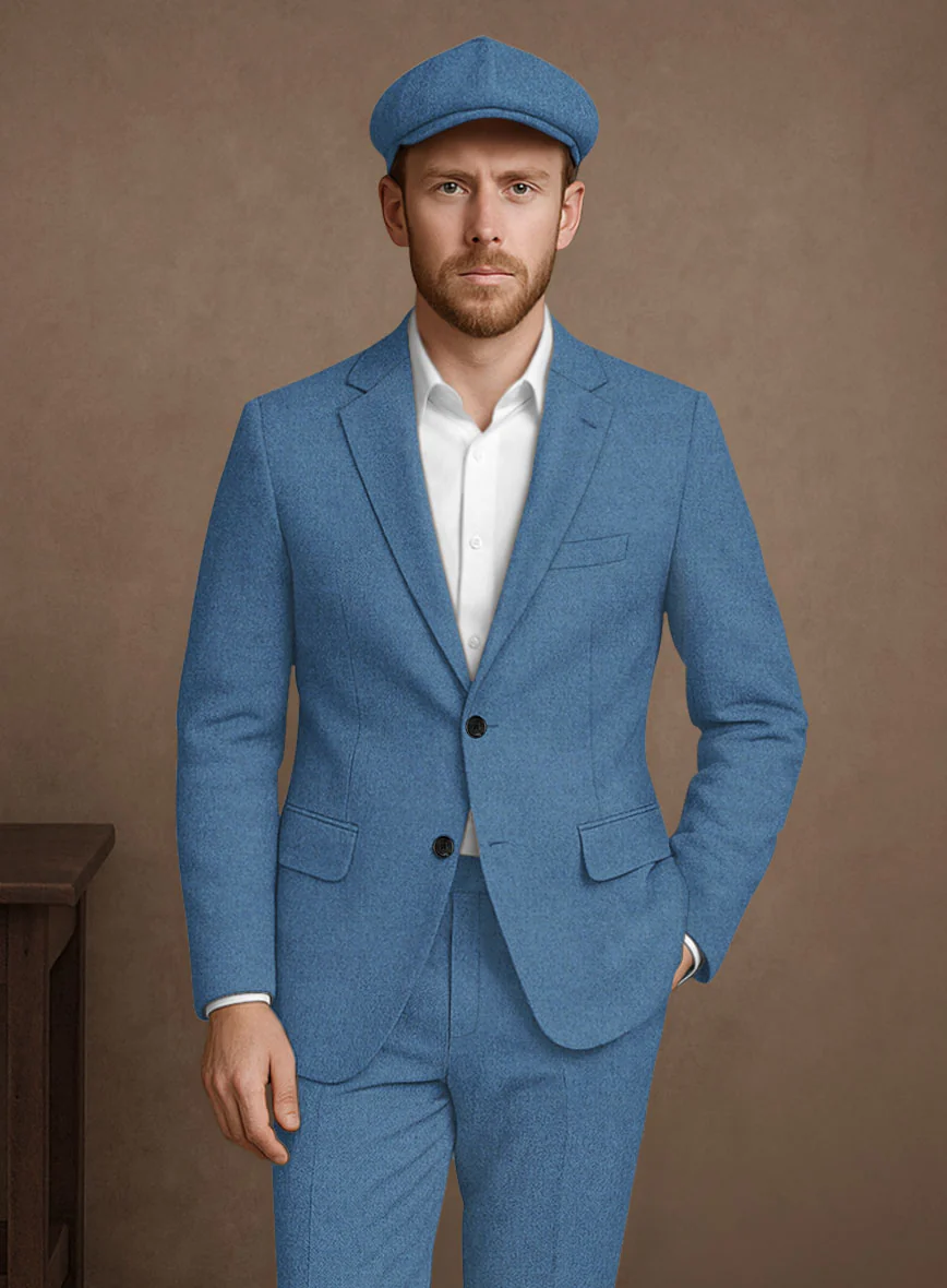 Naples Saga Blue Tweed Jacket - Image 2