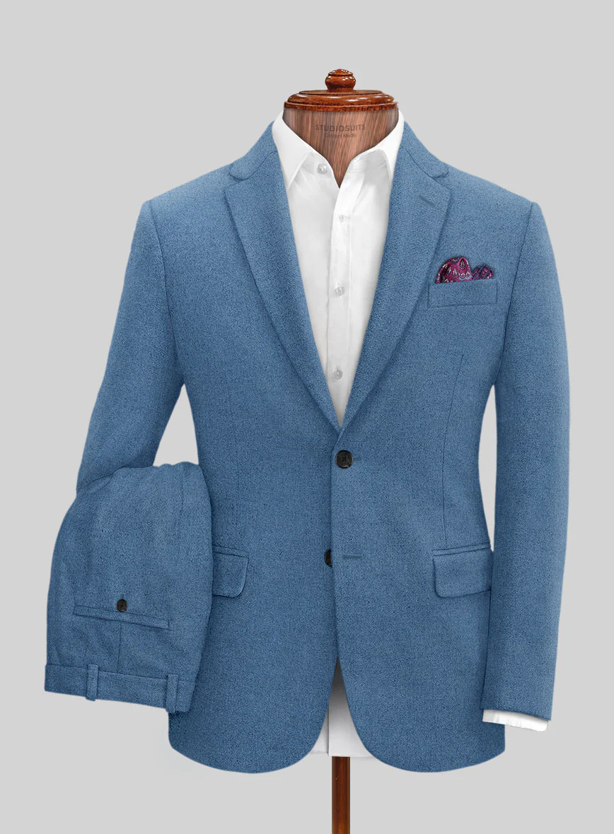 Naples Saga Blue Tweed Suit - Image 2