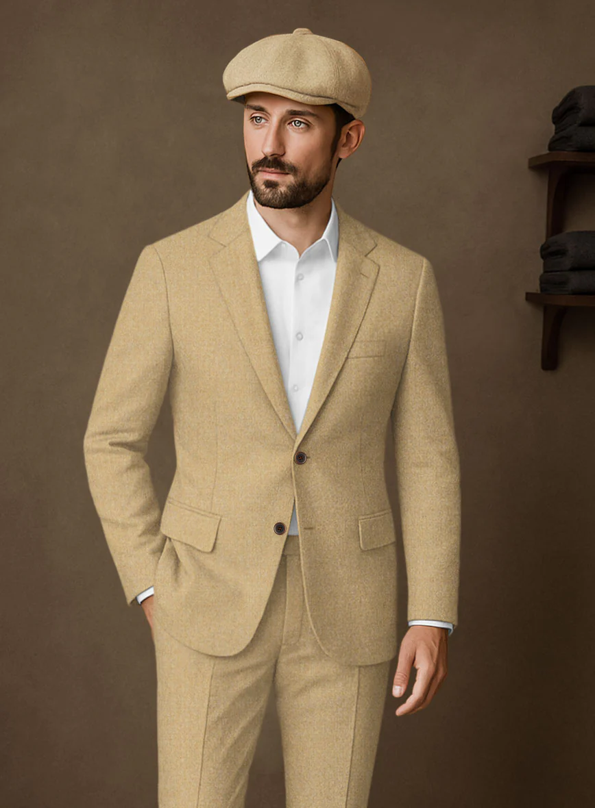 Naples Sahara Beige Tweed Suit - Image 3