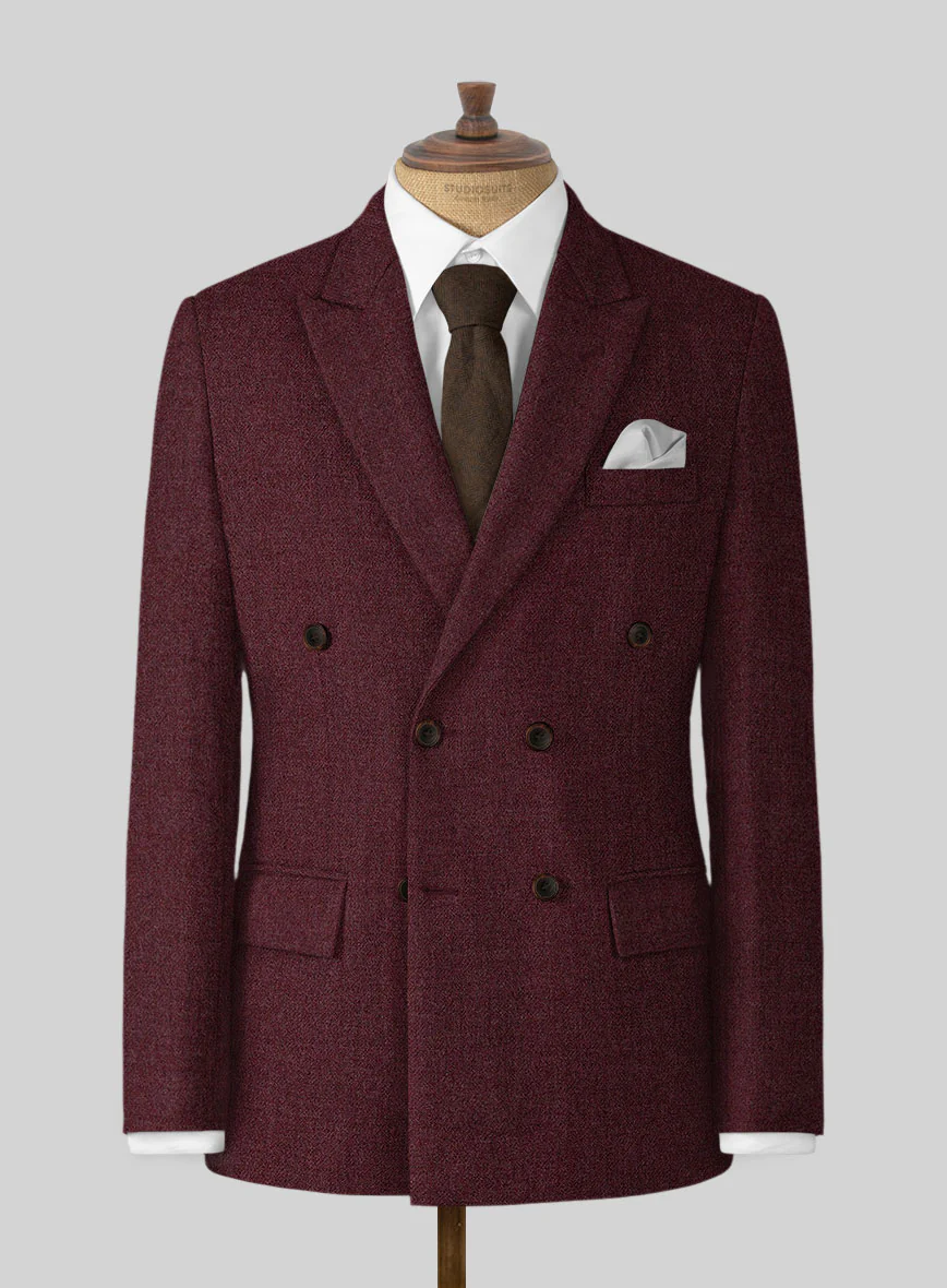 Naples Sangria Tweed Double Breasted Suit - Image 2