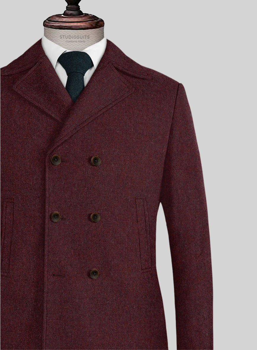 Naples Sangria Tweed Pea Coat - Image 2