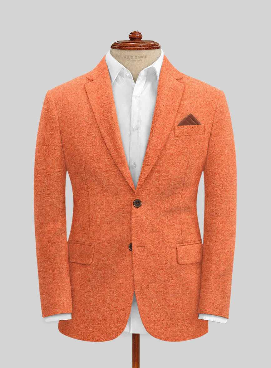 Naples Spring Orange Tweed Jacket - Image 3