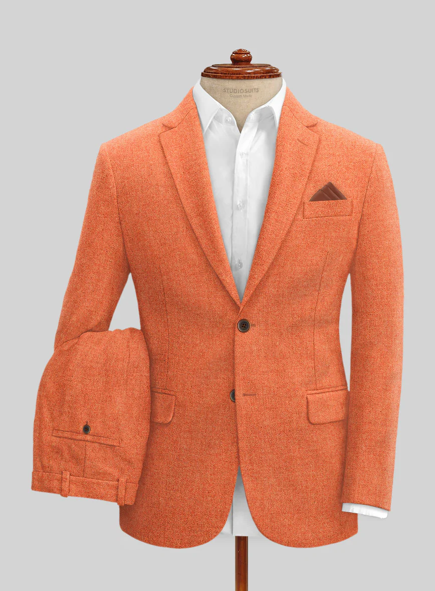 Naples Spring Orange Tweed Suit - Image 2