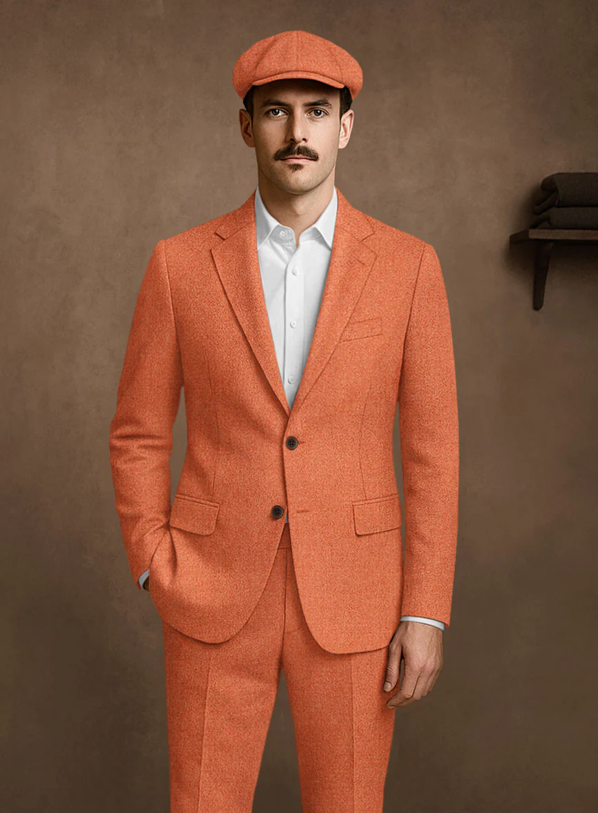 Naples Spring Orange Tweed Suit - Image 4