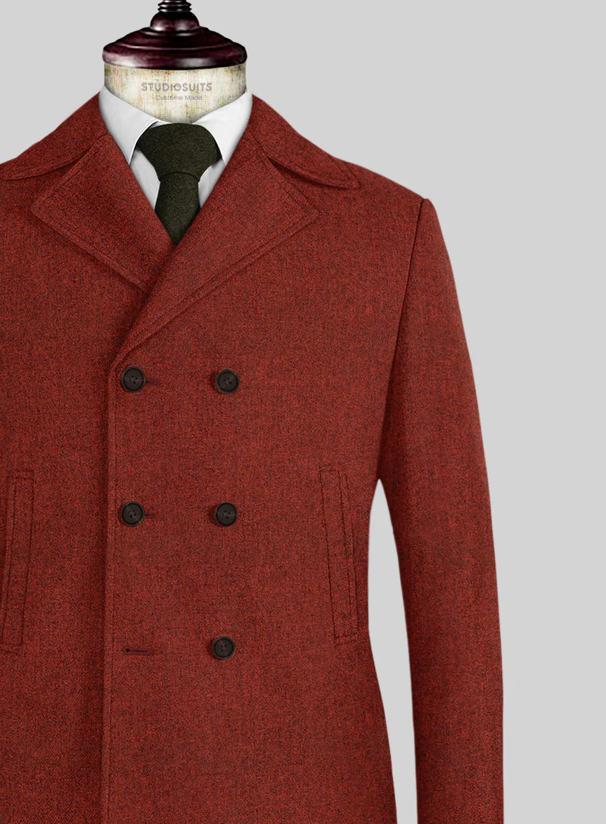 Naples Sundowner Rust Tweed Pea Coat - Image 2