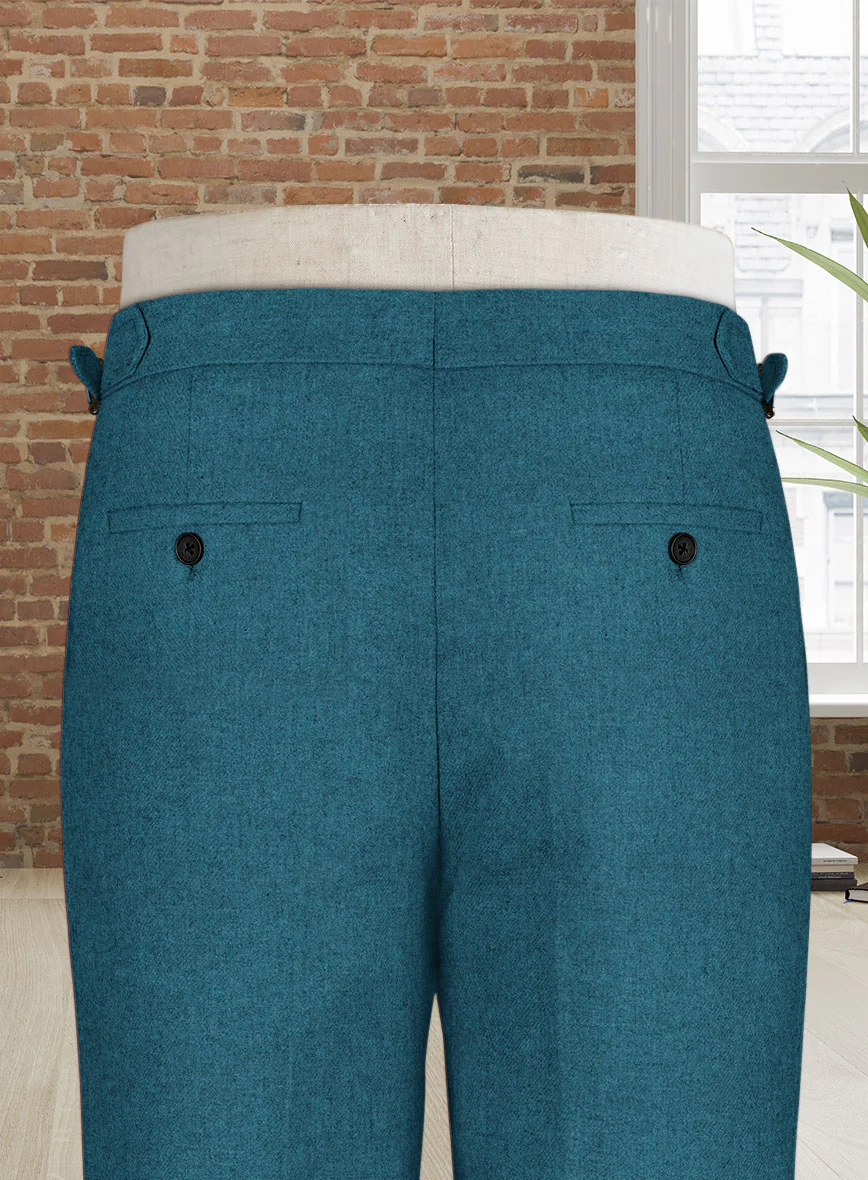 Naples Teal Blue Highland Tweed Trousers - Image 4