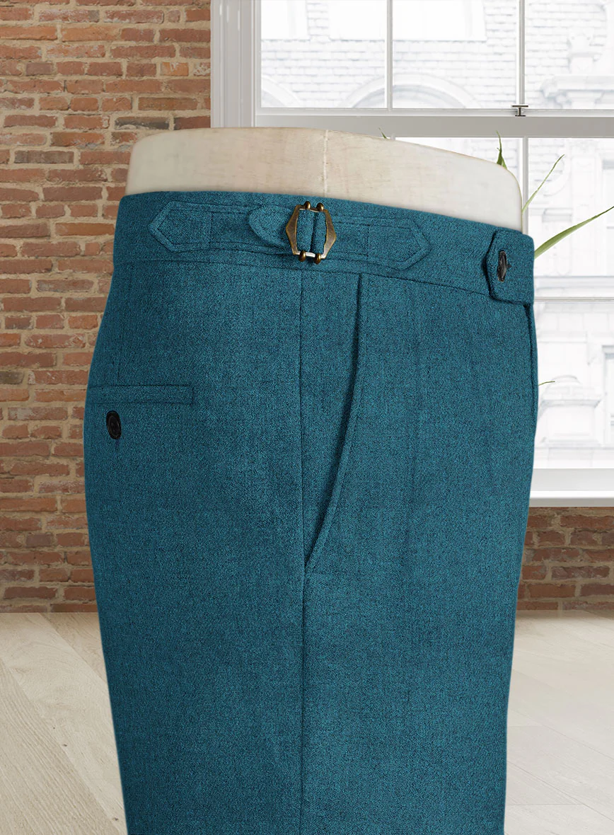 Naples Teal Blue Highland Tweed Trousers - Image 5