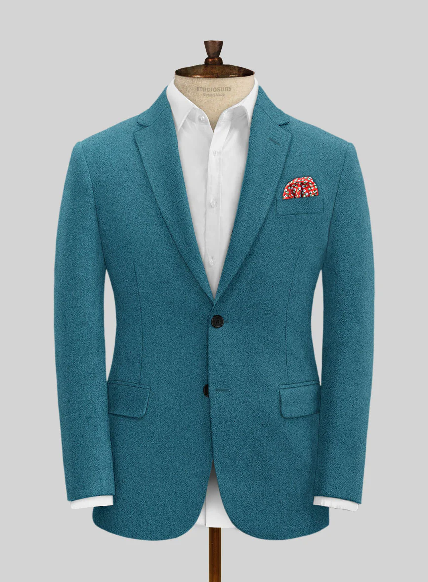 Naples Teal Blue Tweed Suit - Image 3