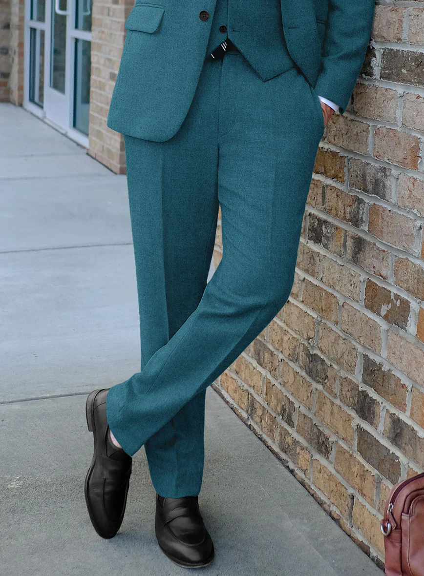 Naples Teal Blue Tweed Suit - Image 4
