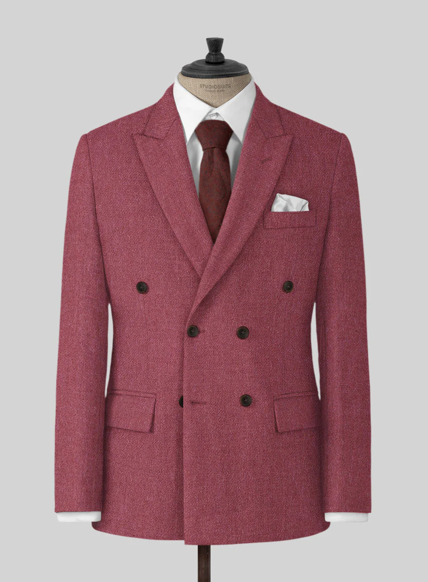 Naples Venetian Pink Tweed Double Breasted Suit - Image 2