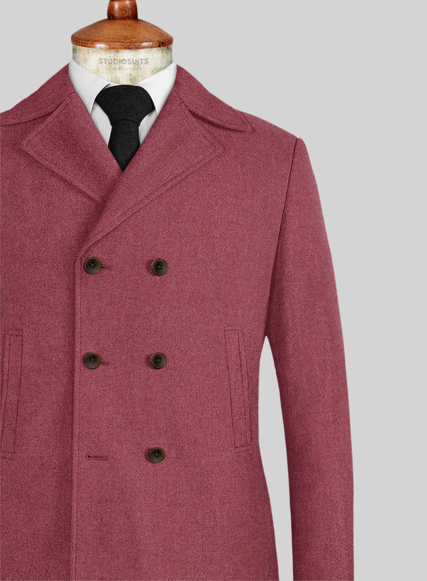 Naples Venetian Pink Tweed Pea Coat - Image 2
