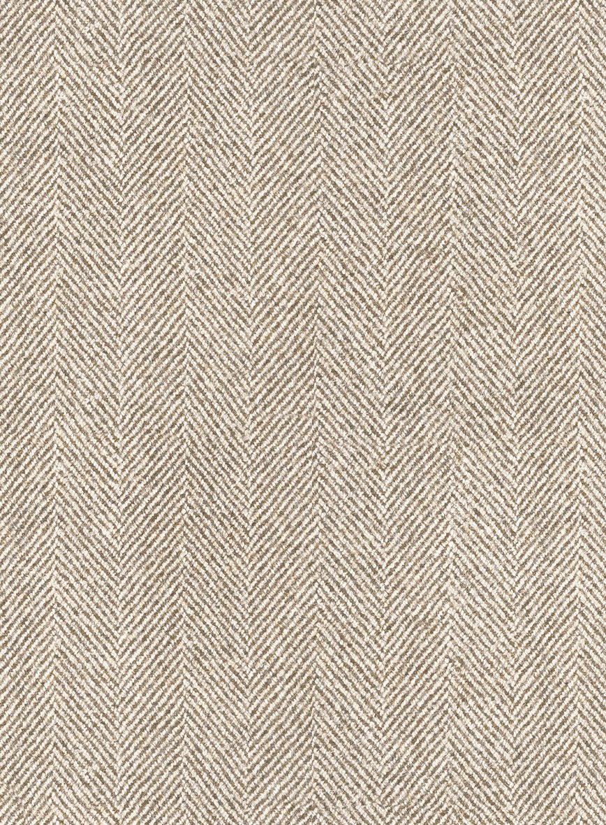 Naples Wide Herringbone Beige Tweed Jacket - Image 2