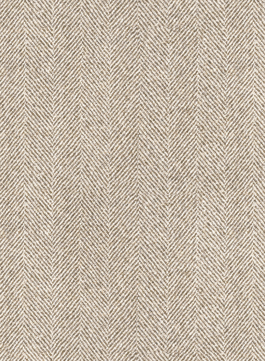 Naples Wide Herringbone Beige Tweed Pea Coat - Image 3