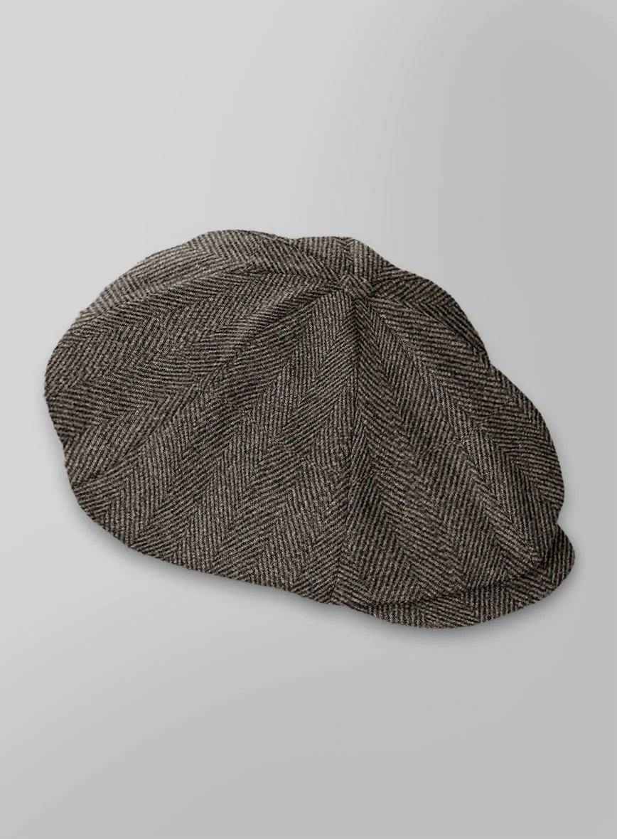 Naples Wide Herringbone Brown Tweed Newsboy Cap - Image 3