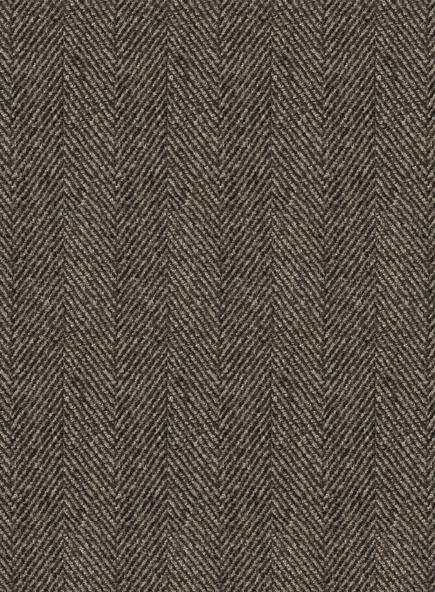 Naples Wide Herringbone Brown Tweed Pea Coat - Image 3