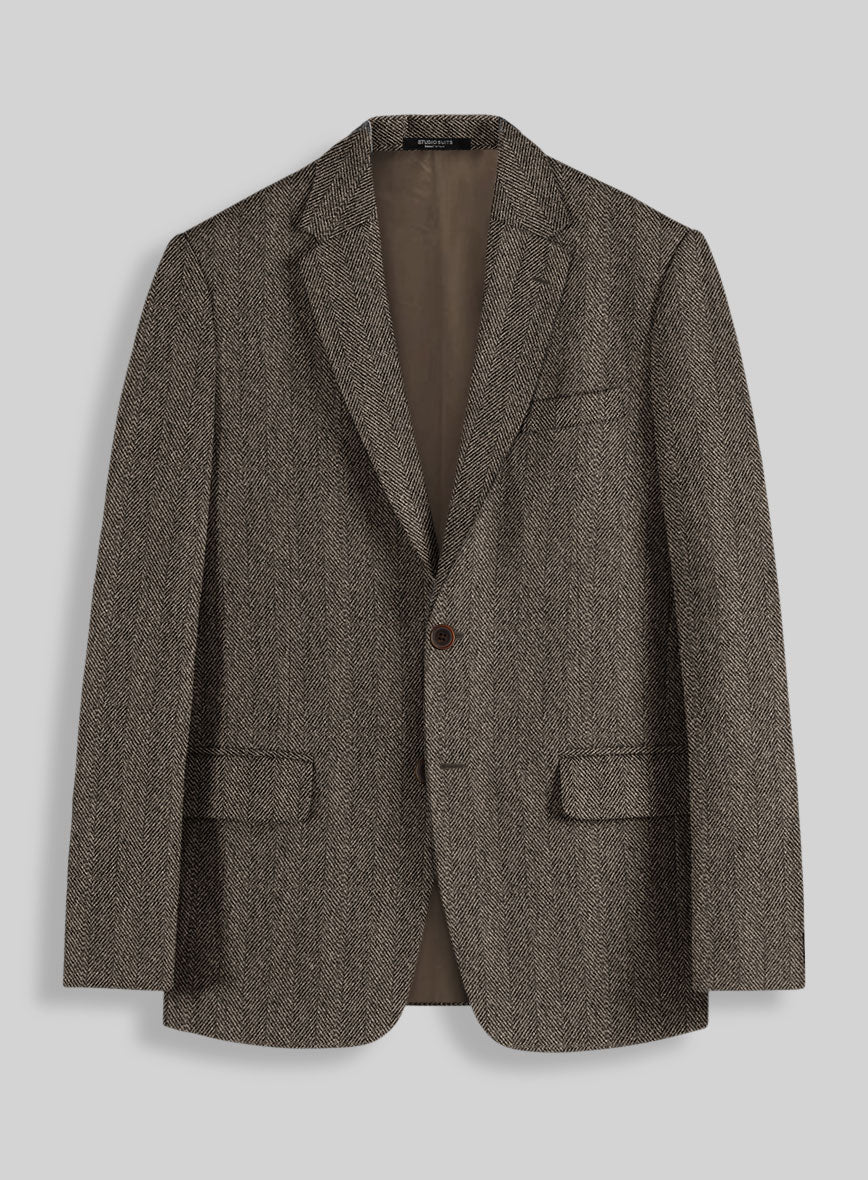 Naples Wide Herringbone Brown Tweed Suit - Image 2