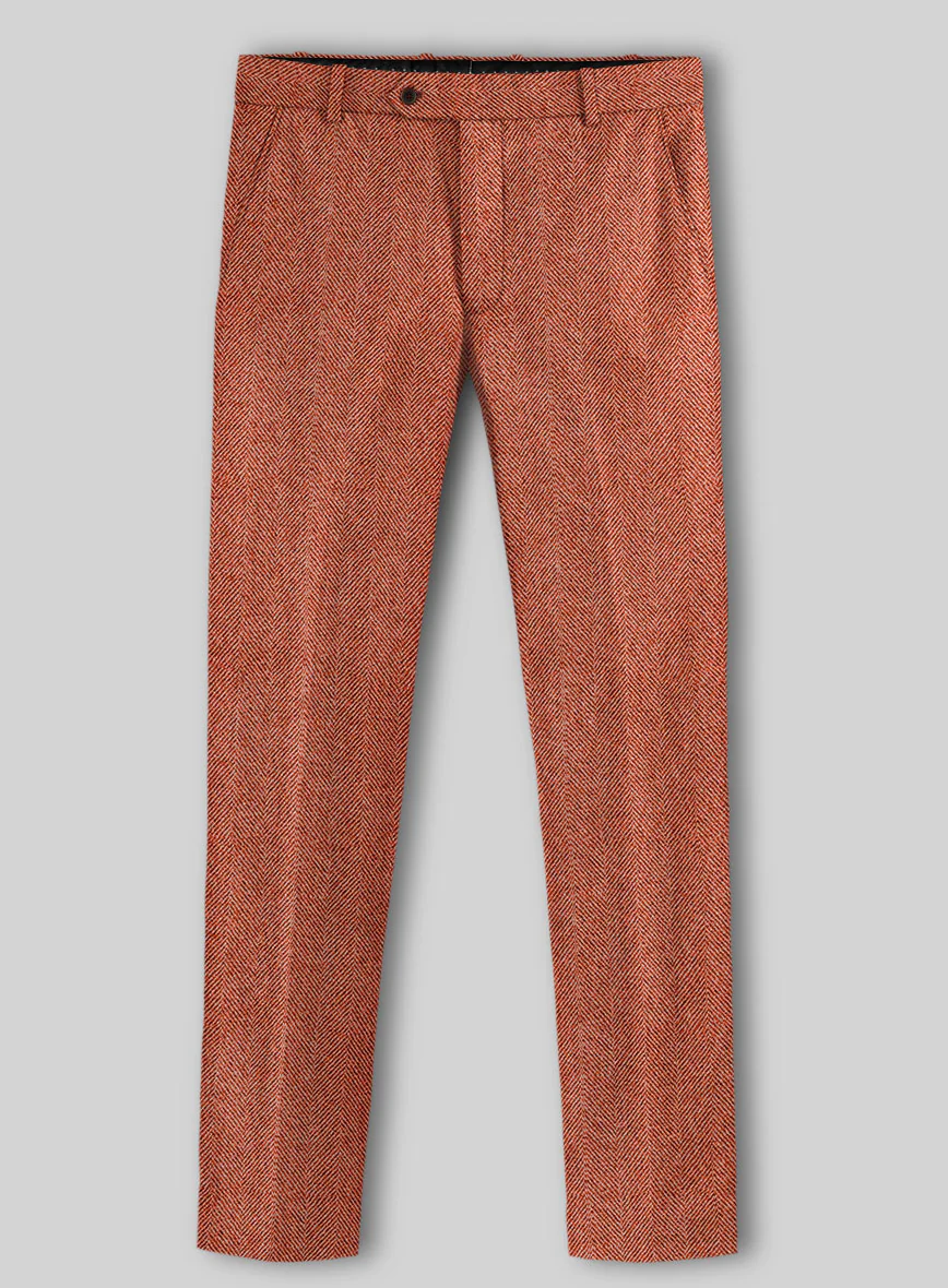 Naples Wide Herringbone Caramine Pink Tweed Suit - Image 4
