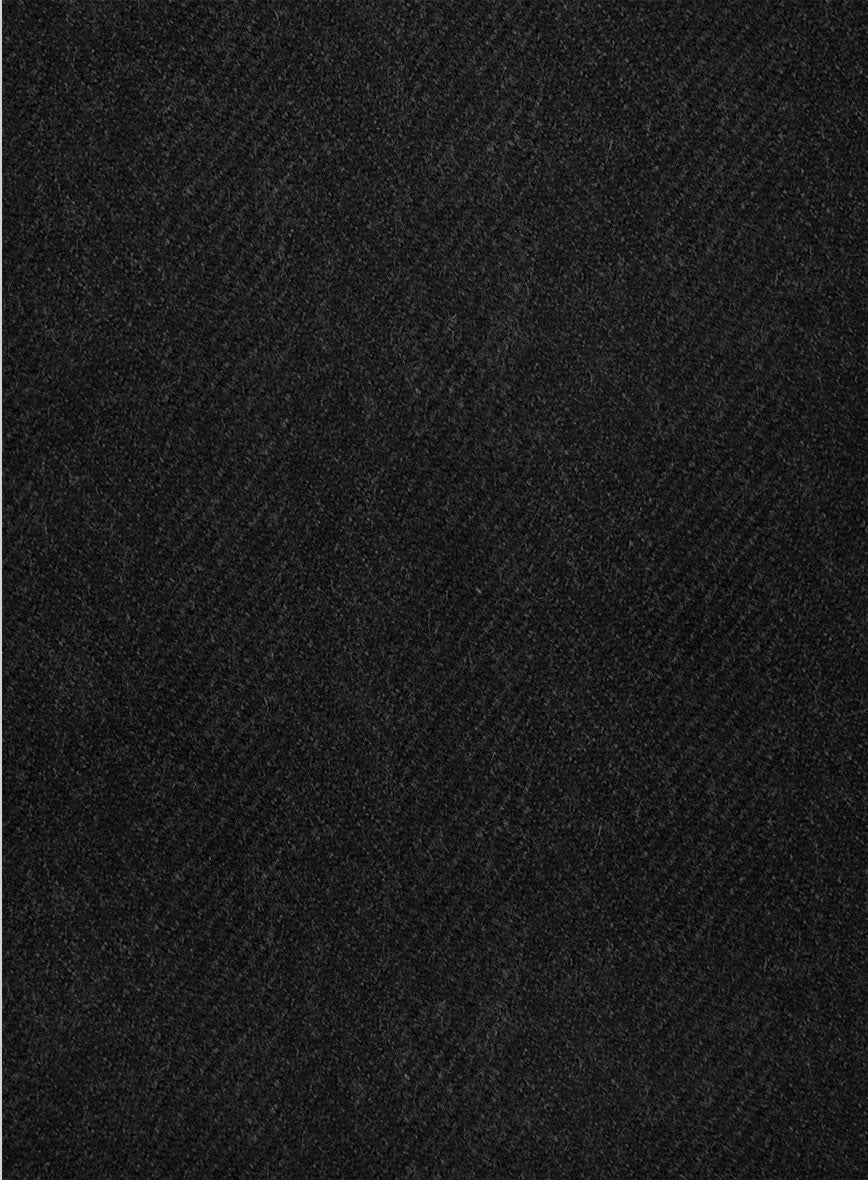 Naples Wide Herringbone Charcoal Tweed Pea Coat - Image 3