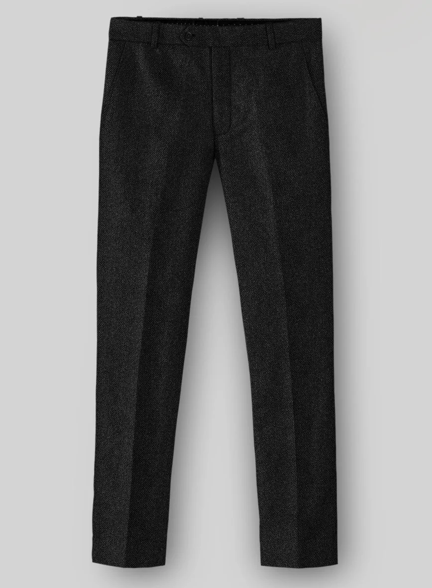 Naples Wide Herringbone Charcoal Tweed Suit - Image 4