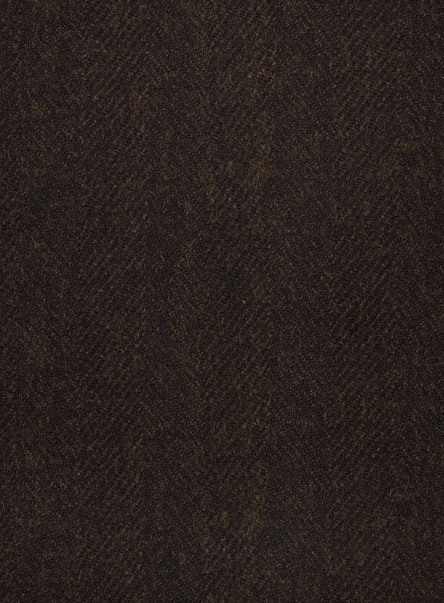 Naples Wide Herringbone Dark Brown Tweed Pea Coat - Image 3