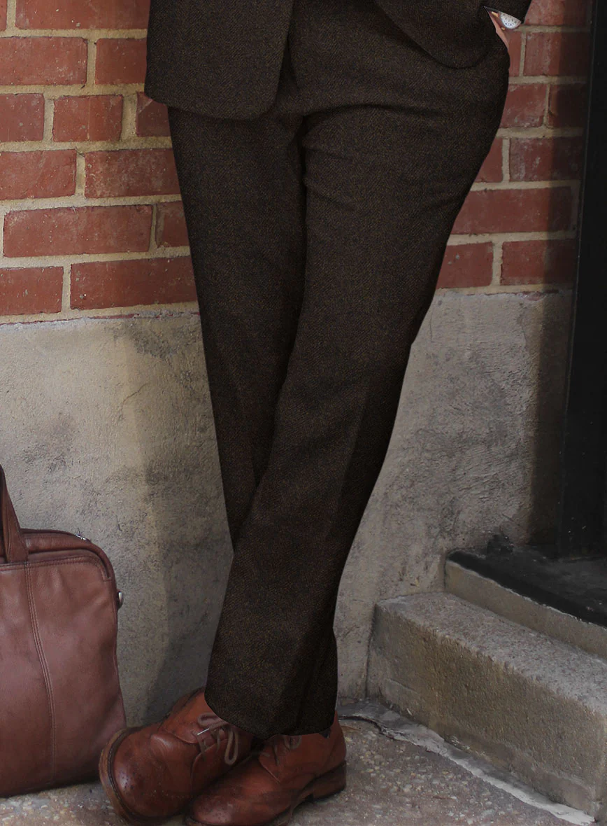 Naples Wide Herringbone Dark Brown Tweed Suit - Image 4