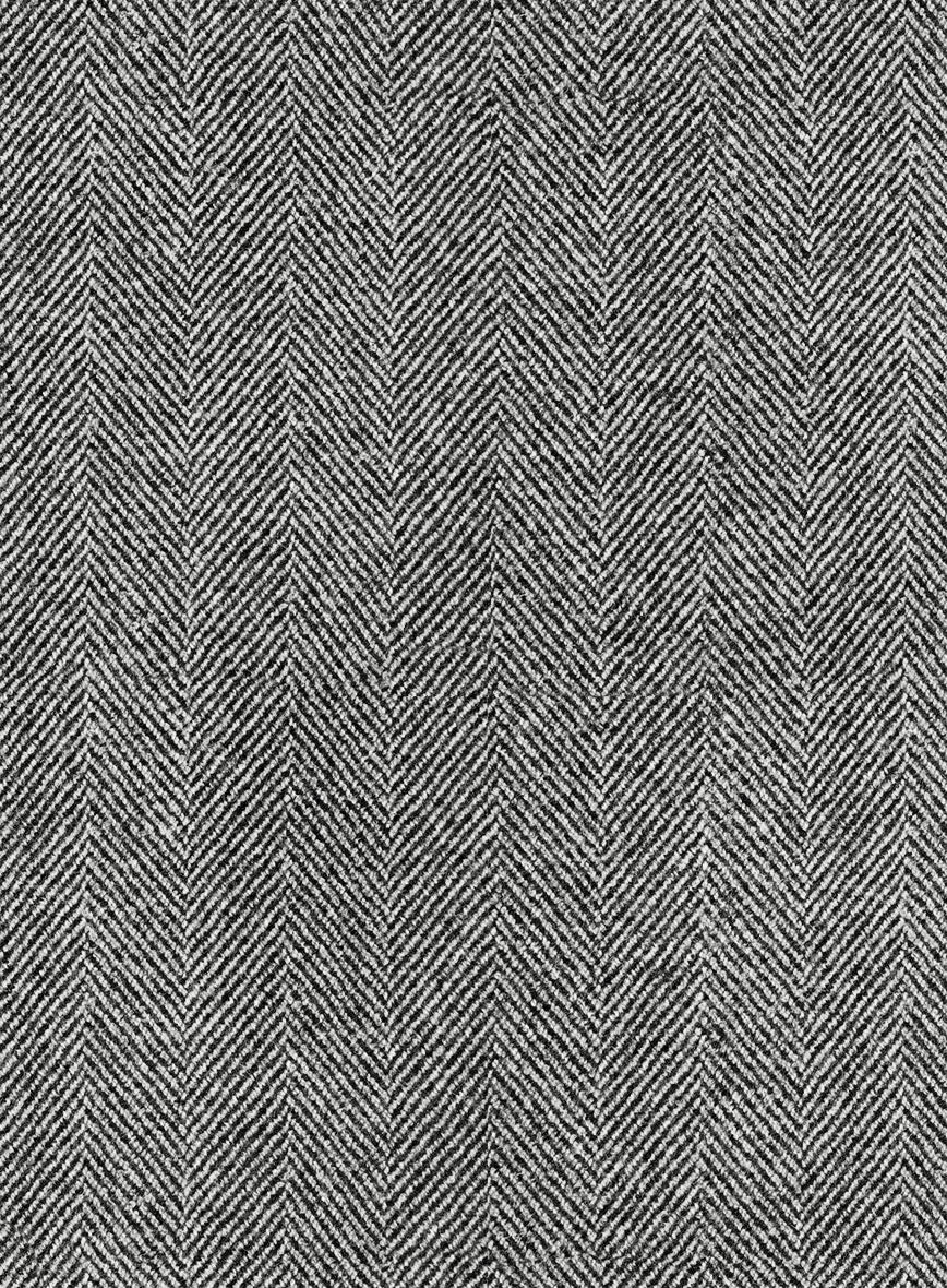 Naples Wide Herringbone Gray Tweed Pea Coat - Image 3