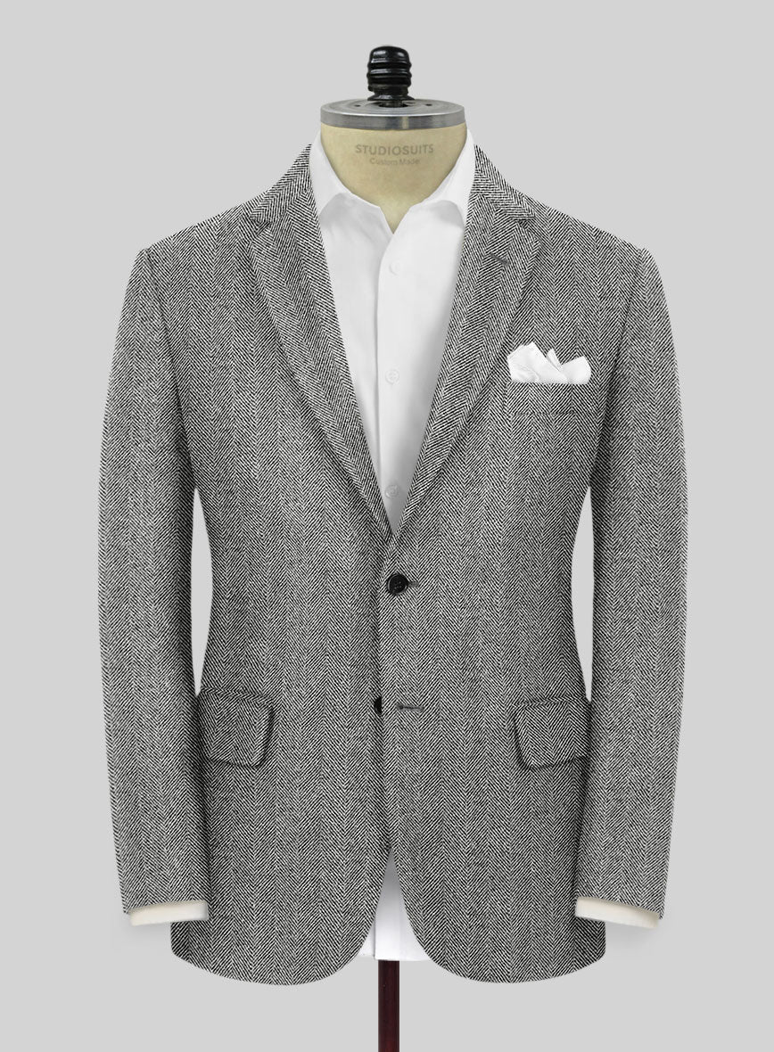 Naples Wide Herringbone Gray Tweed Suit - Image 3