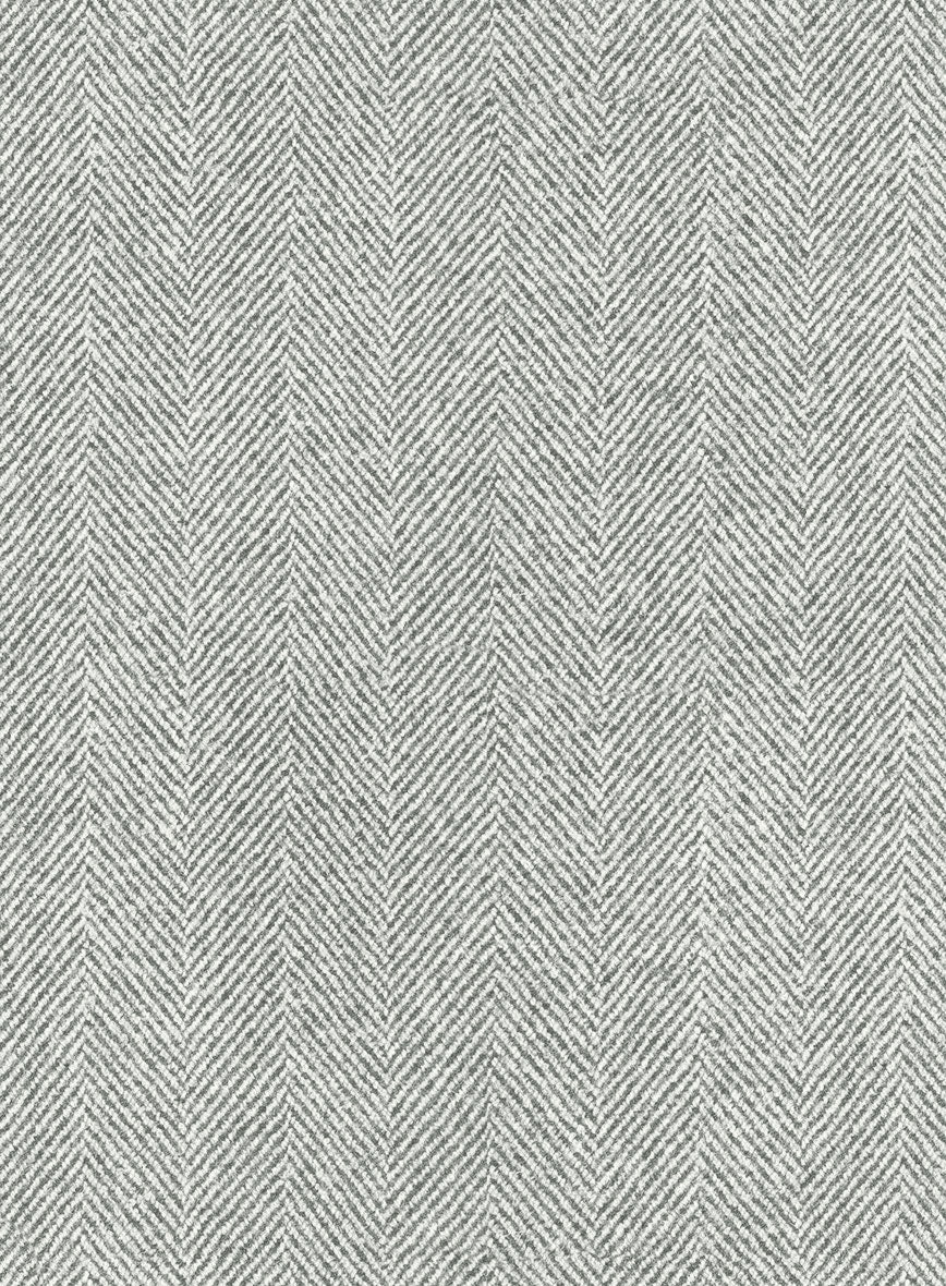 Naples Wide Herringbone Light Gray Tweed Pea Coat - Image 3