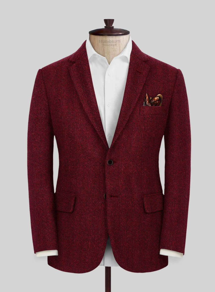 Naples Wide Herringbone Mahogany Tweed Suit - Image 3