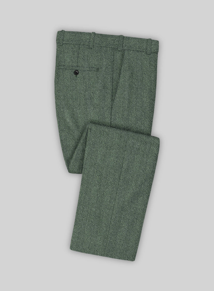 Naples Wide Herringbone Sage Green Tweed Suit - Image 5