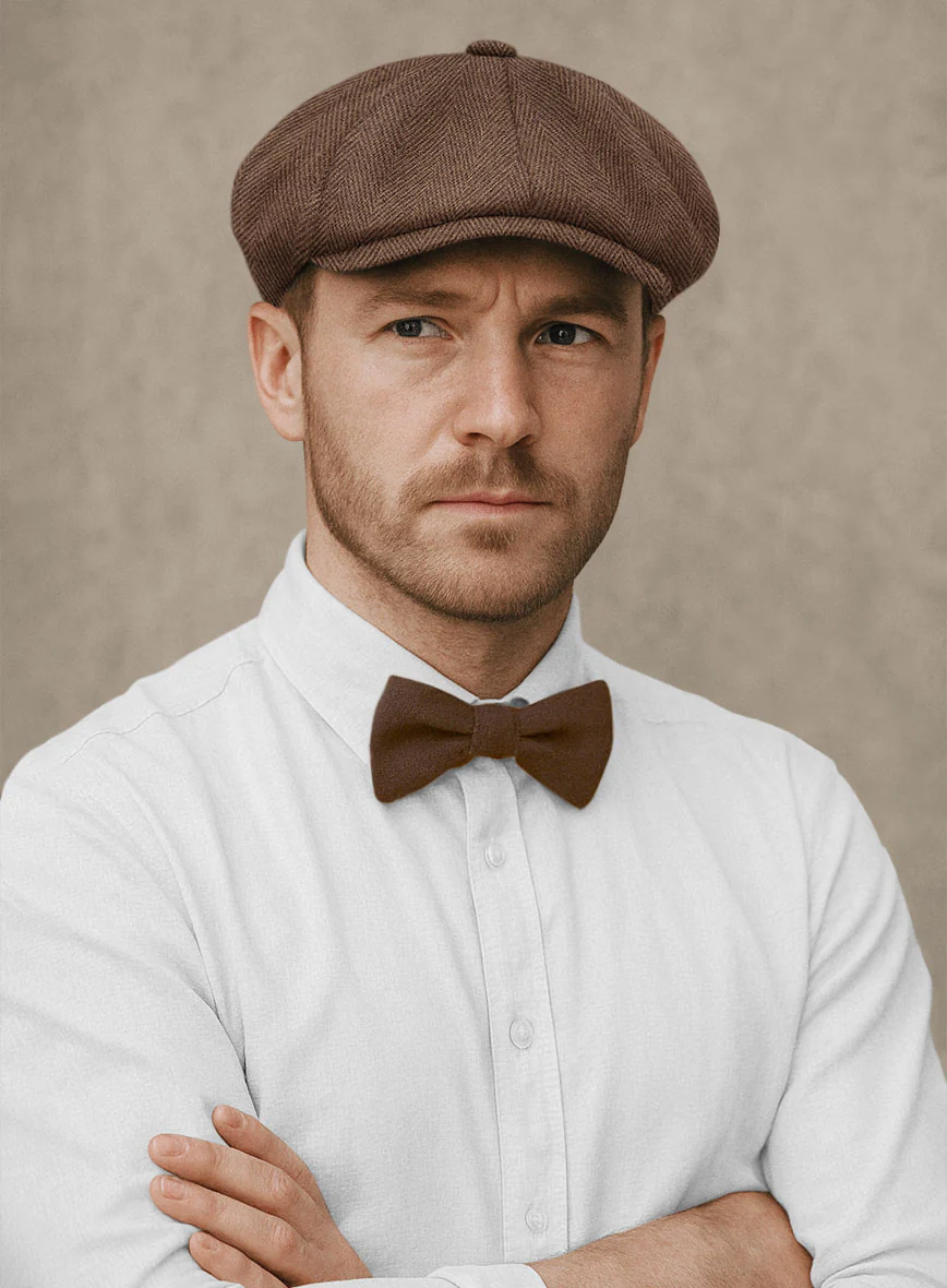 Naples Wide Herringbone Tan Tweed Newsboy Cap - Image 2