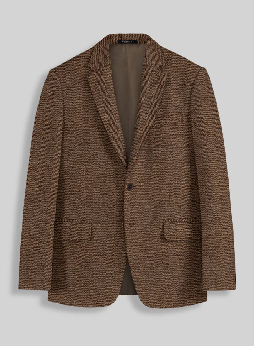 Naples Wide Herringbone Tan Tweed Suit - Image 3