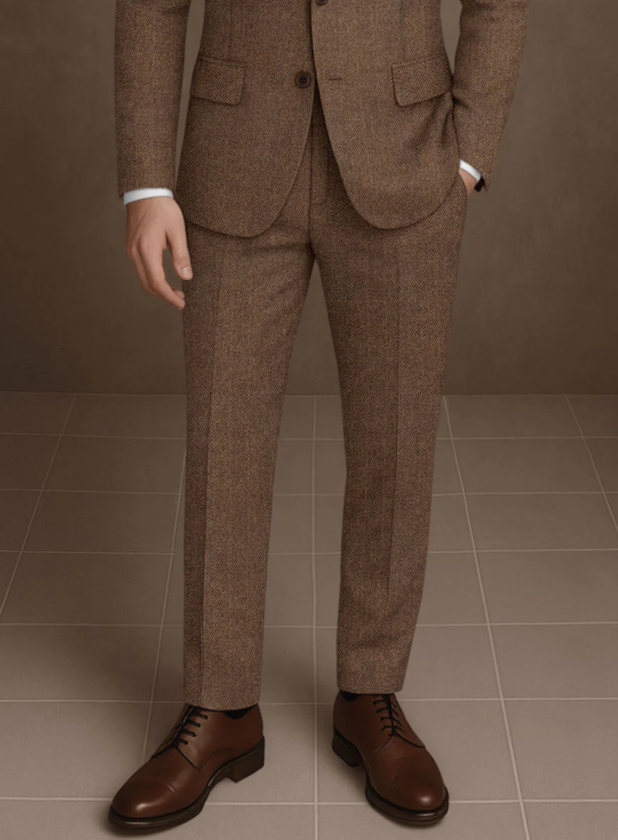 Naples Wide Herringbone Tan Tweed Suit - Image 6