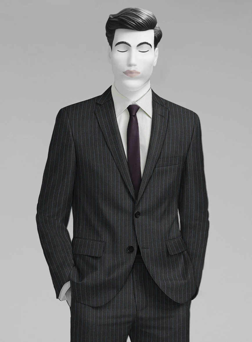 Napolean Abelino Stripe Black Wool Suit - Image 4