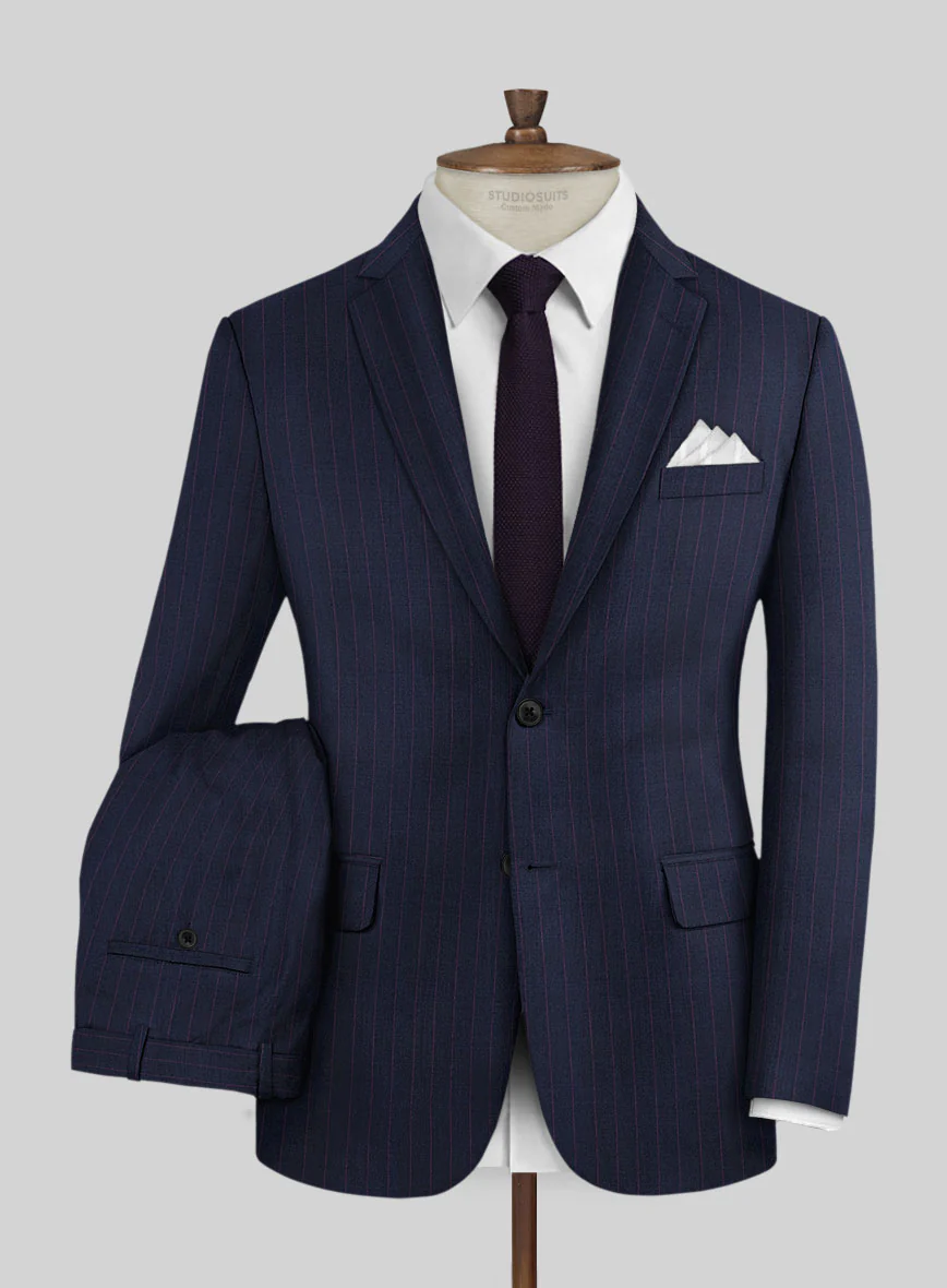 Napolean Abelino Stripe Blue Wool Suit - Image 2