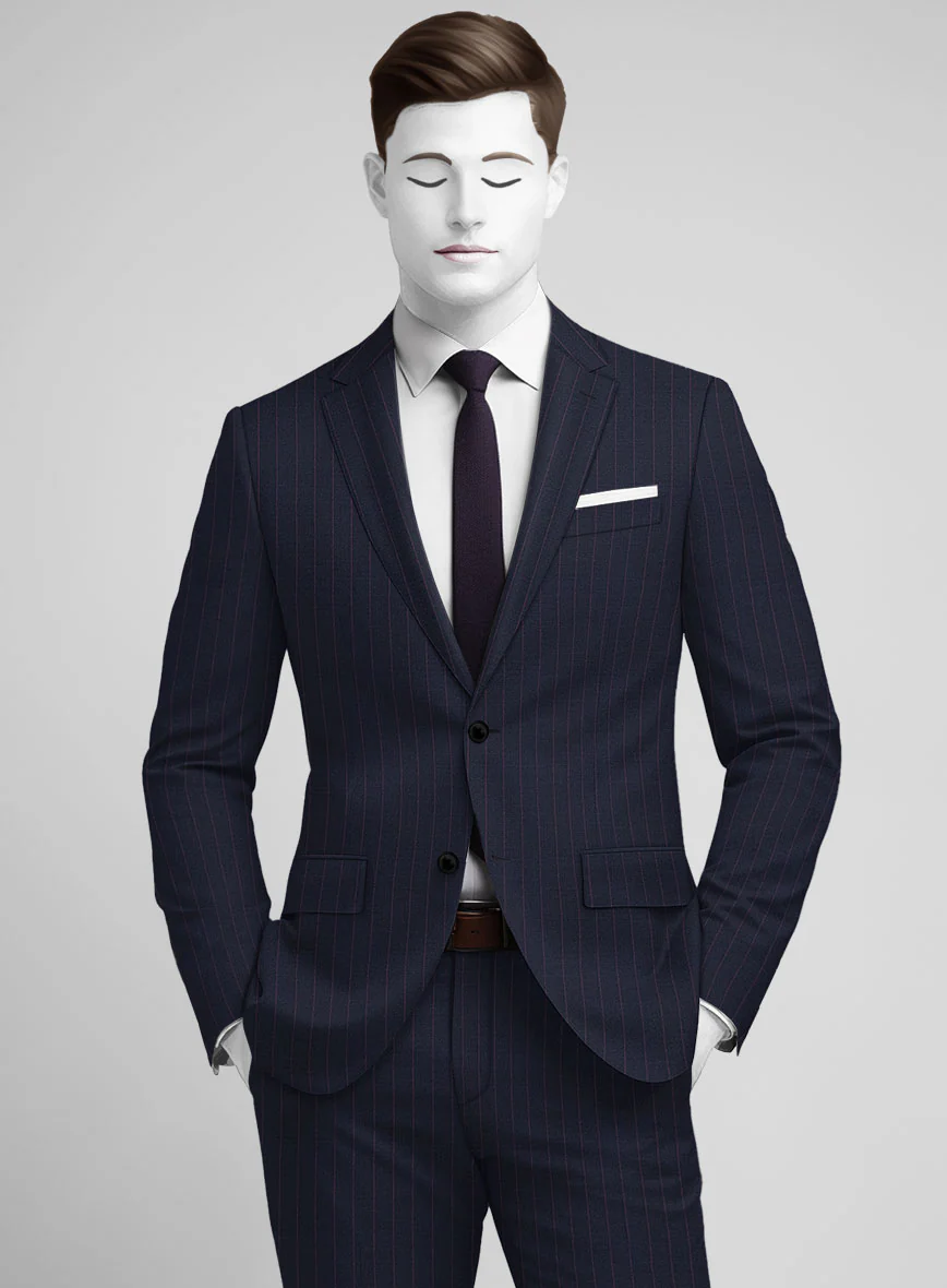 Napolean Abelino Stripe Blue Wool Suit - Image 4