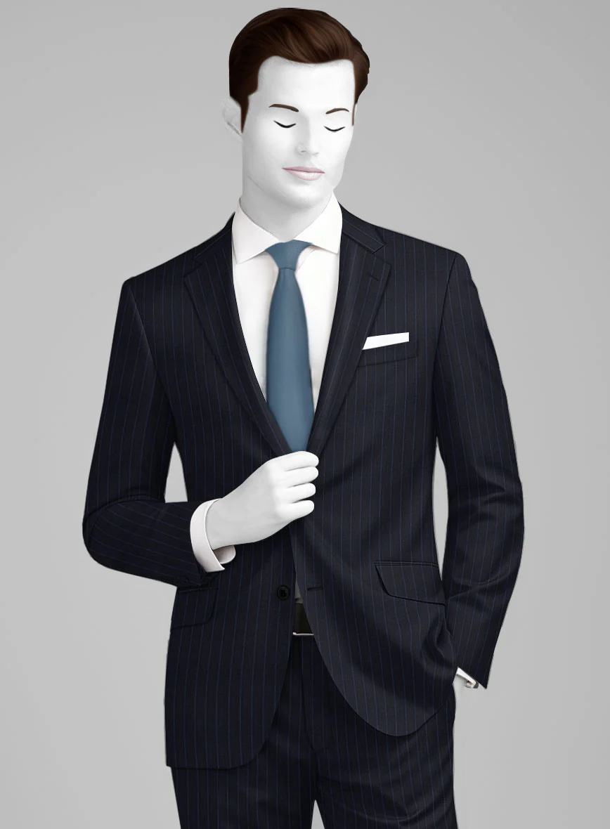 Napolean Abelino Stripe Dark Blue Wool Jacket - Image 2