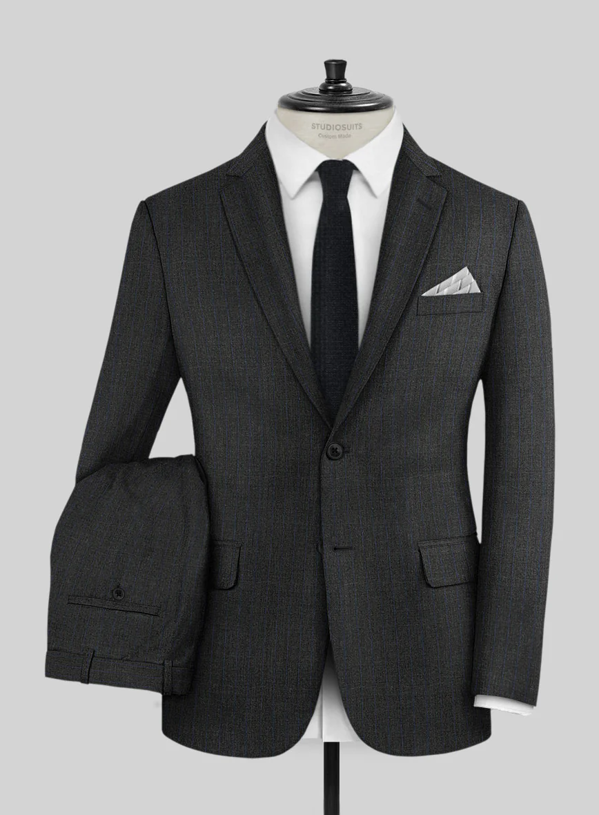 Napolean Abelino Stripe Gray Wool Suit - Image 2