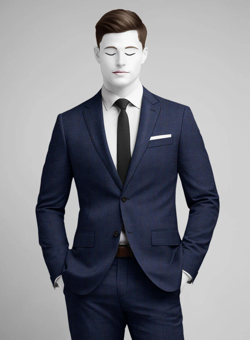 Napolean Alda Gingham Blue Wool Suit - Image 4