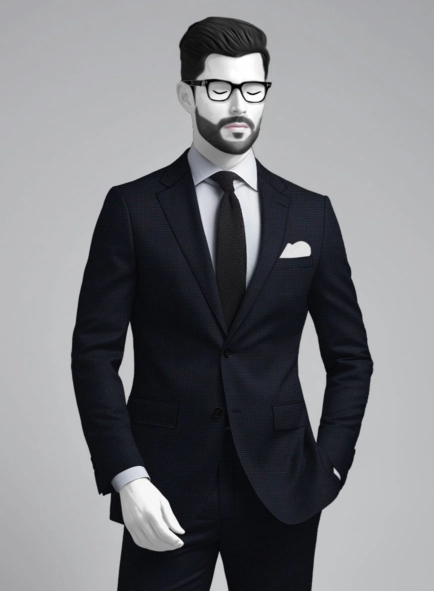 Napolean Alda Gingham Dark Blue Wool Jacket - Image 2