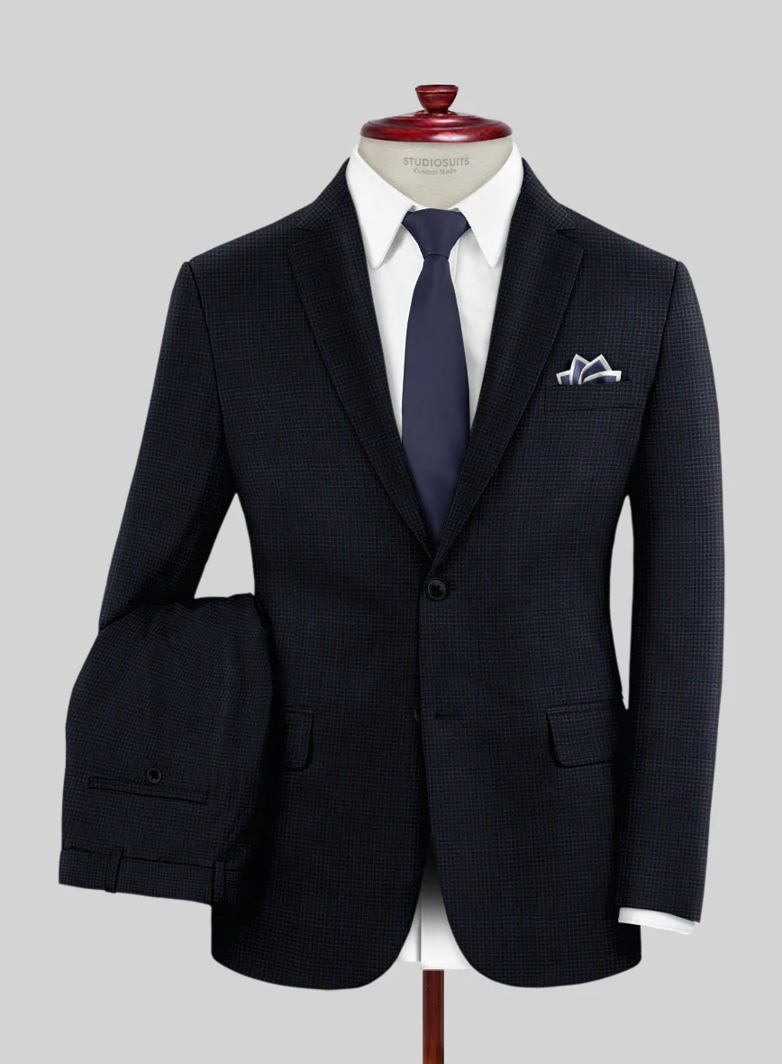 Napolean Alda Gingham Dark Blue Wool Suit - Image 2