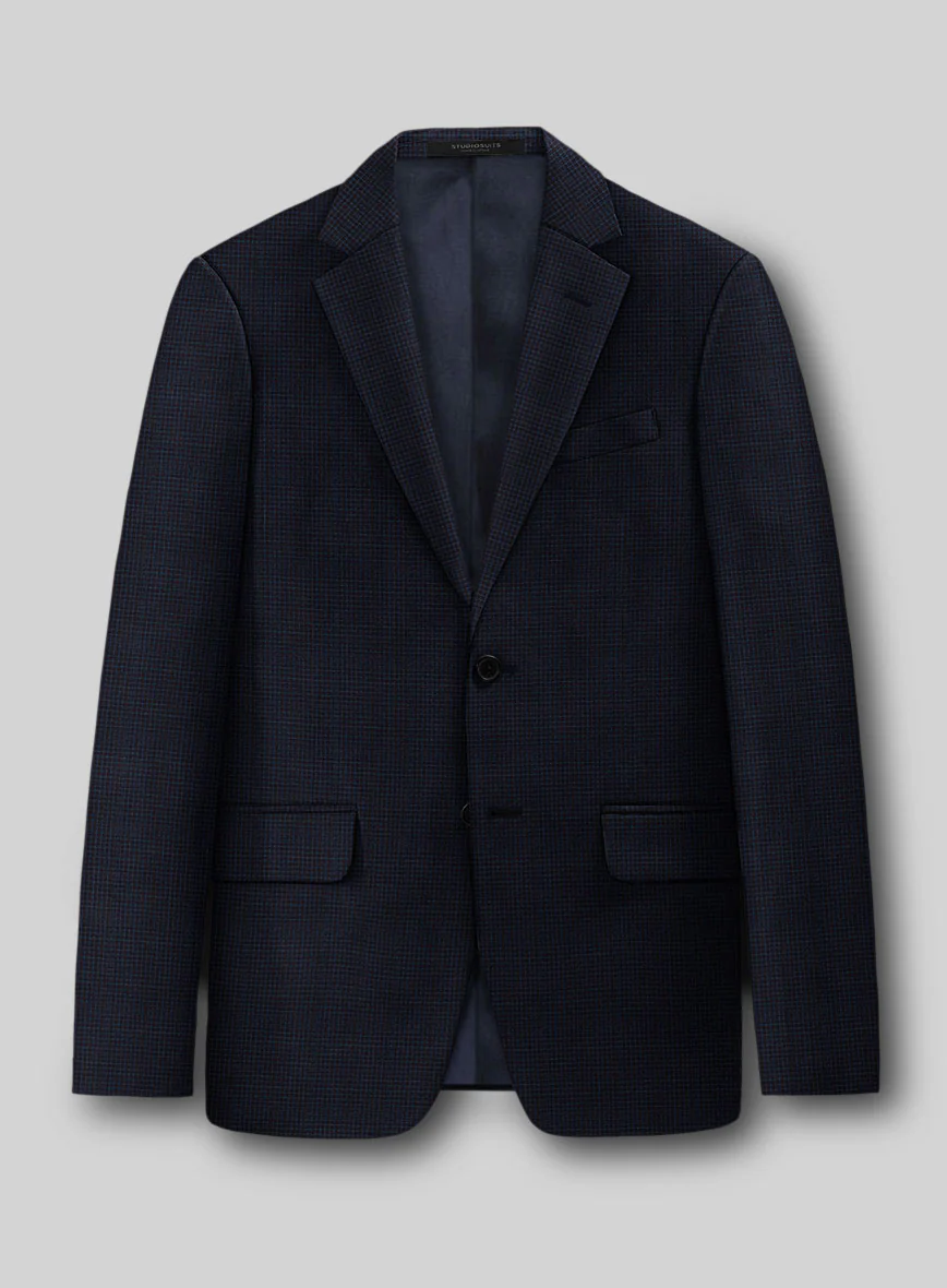Napolean Alda Gingham Dark Blue Wool Suit - Image 3