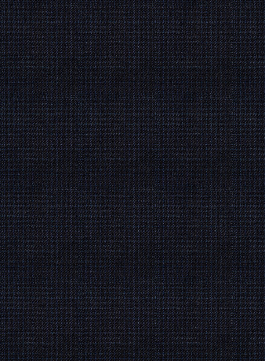 Napolean Alda Gingham Dark Blue Wool Suit - Image 7