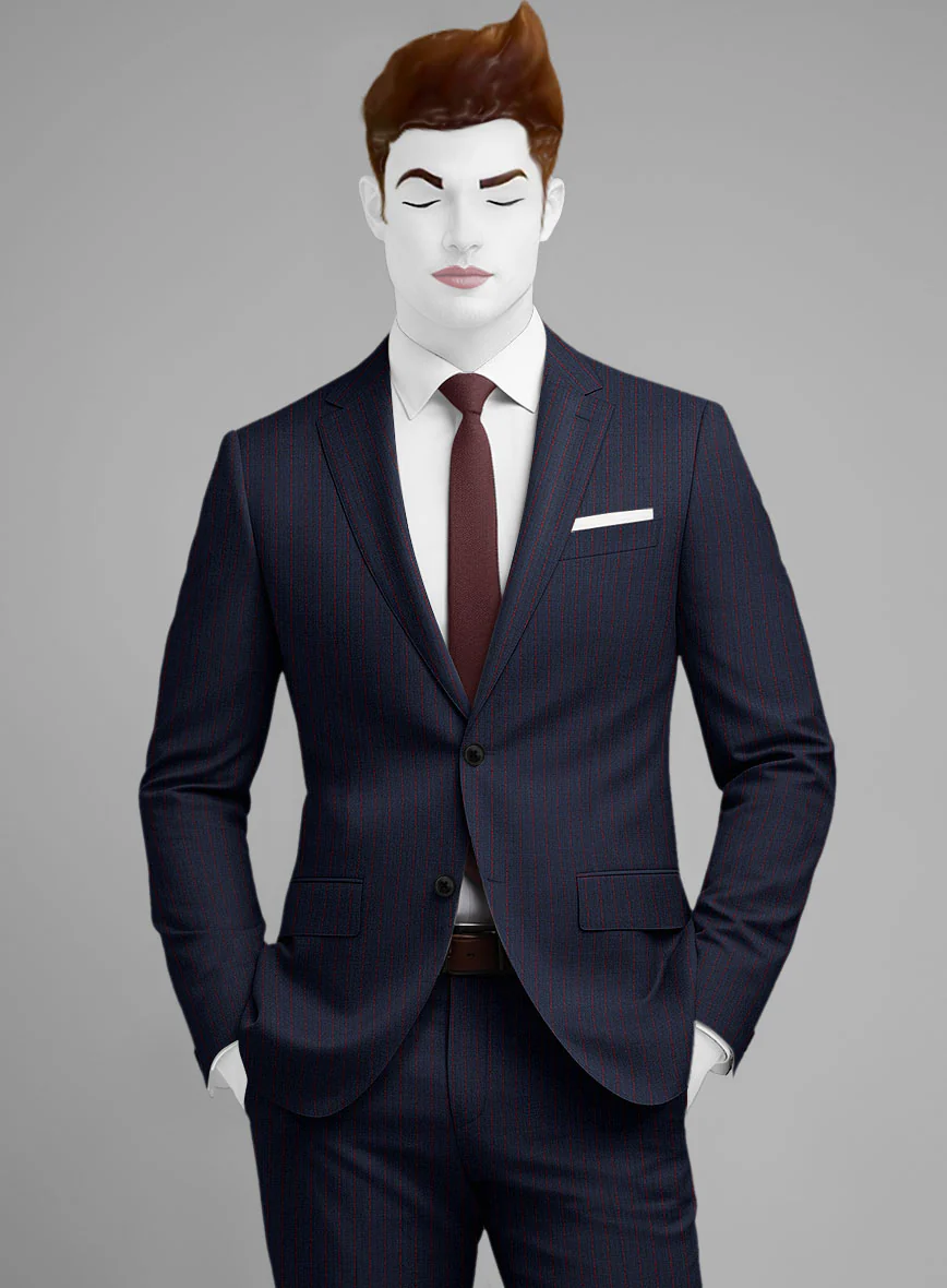 Napolean Argio Stripe Dark Blue Wool Jacket - Image 2