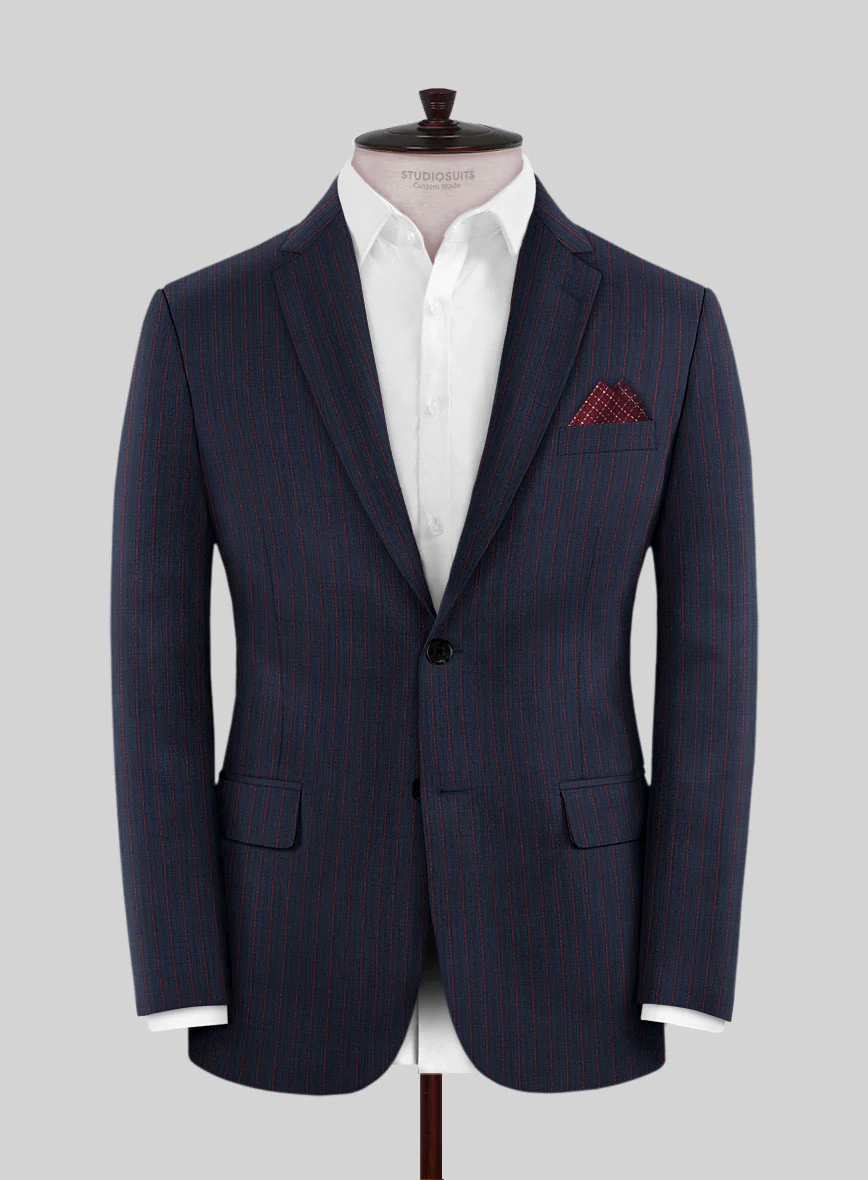 Napolean Argio Stripe Dark Blue Wool Jacket - Image 3