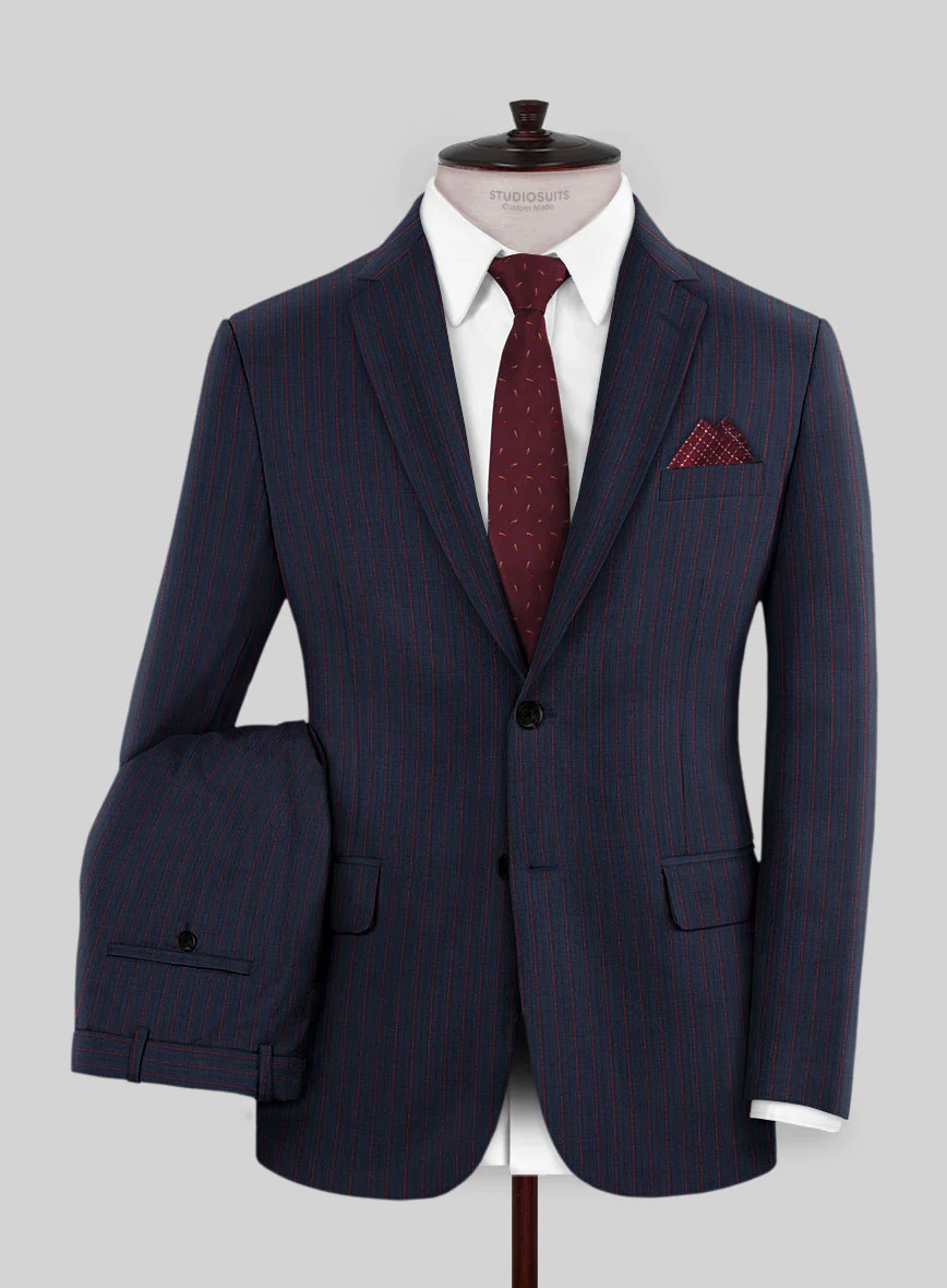 Napolean Argio Stripe Dark Blue Wool Suit - Image 2