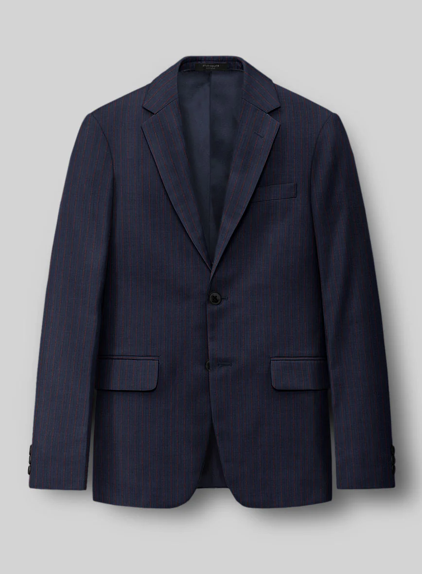 Napolean Argio Stripe Dark Blue Wool Suit - Image 4